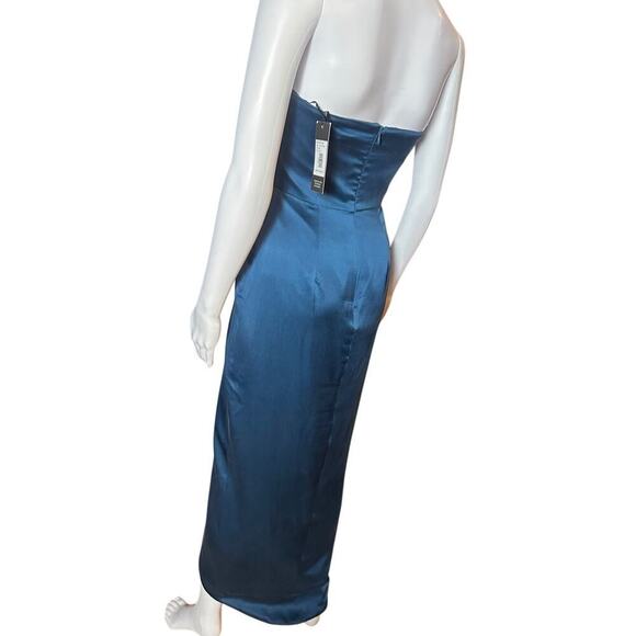NWT Yumi Kim Bombshell Silk Strapless Maxi Dress Blue Tulip Hem Sweetheart Sz XS - Picture 11 of 16